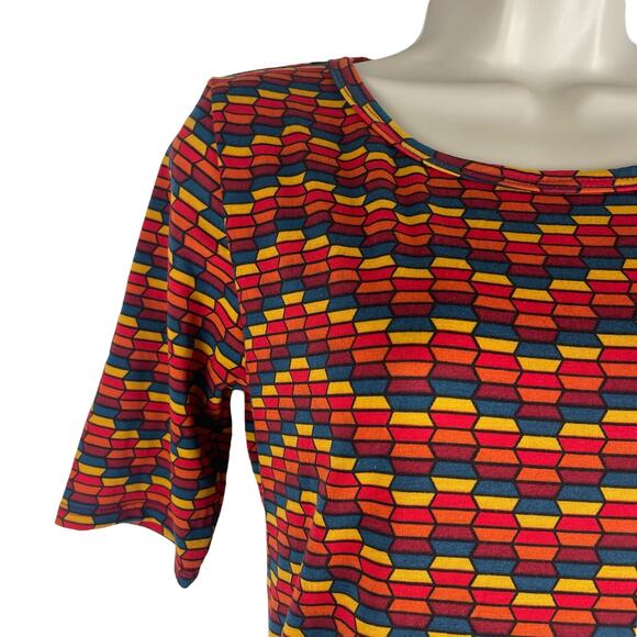 Lularoe Julia Short Sleeve Jersey Dress Knee Length Orange Size S - Picture 6 of 9